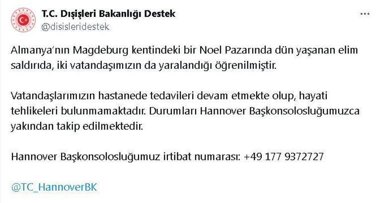 Almanya'daki Noel pazarı saldırısında 2 Türk yaralandı