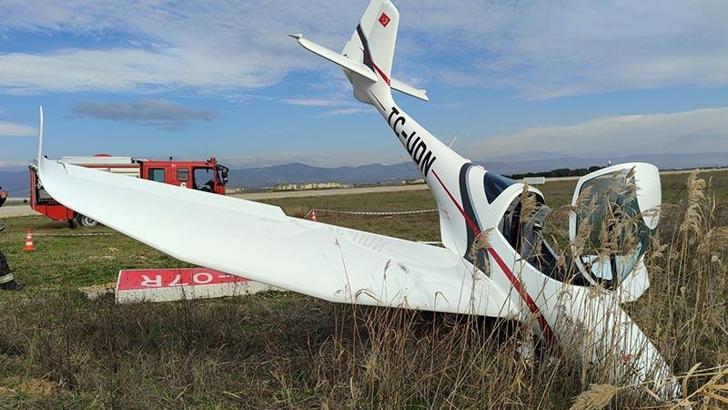 Bursa'da eğitim uçağı pistten çıktı