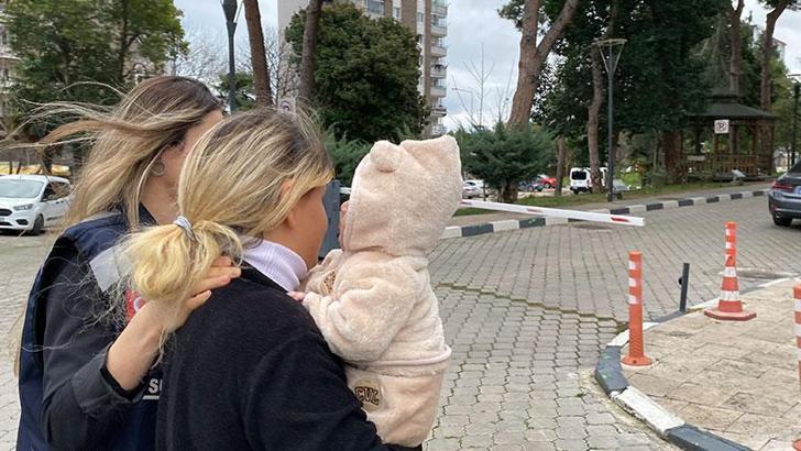 Hırsızlık şüphelisi, kucağındaki çocuğuyla adliyeye sevk edildi
