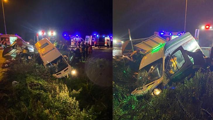 Ölen kişinin yakınlarını taşıyan minibüs su kanalına düştü; 1’i ağır, 10 yaralı