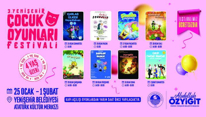 3'üncü Yenişehir Çocuk Oyunları Festivali başlıyor
