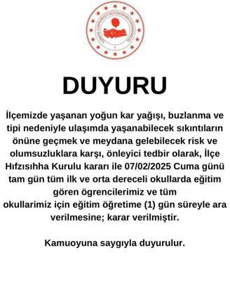 Büyükorhan'da okullar 1 gün tatil