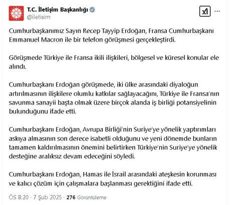 Cumhurbaşkanı Erdoğan, Fransız mevkidaşı Macron ile görüştü