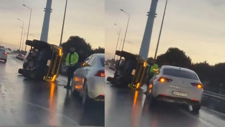 Büyükçekmece D-100'de kamyonet devrildi