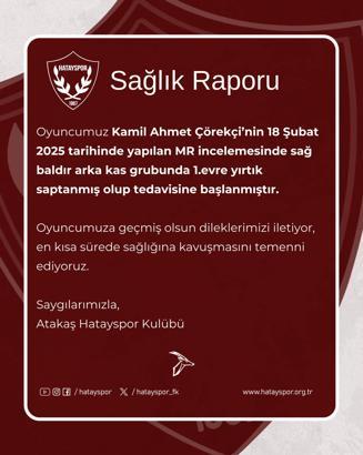 Hatayspor’da kaptan Kamil Ahmet Çörekçi sakatlandı