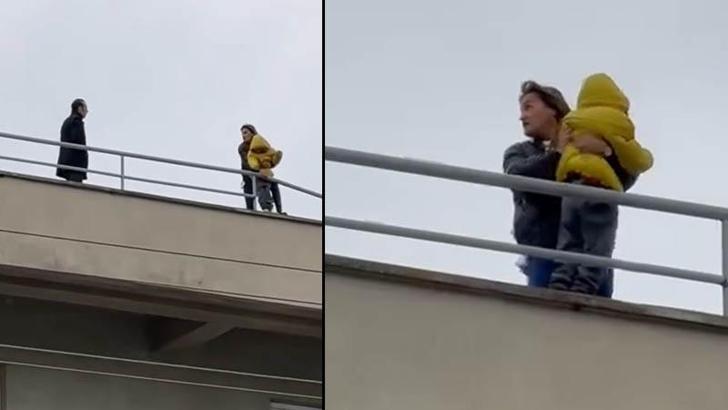 8 yaşındaki engelli oğluyla 6 katlı binanın çatısına çıktı