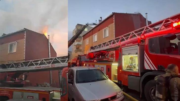 Küçükçekmece’de 4 katlı binanın çatısında yangın