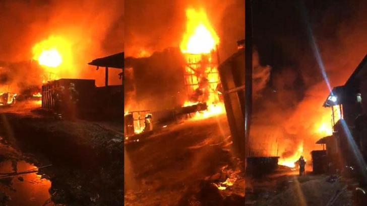 Kocaeli'de, geri dönüşüm tesisinde yangın