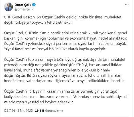 Sözcü Çelik: Vatandaşlarımız bu sahte siyaseti ve saldırgan siyasetçileri boykot edecektir