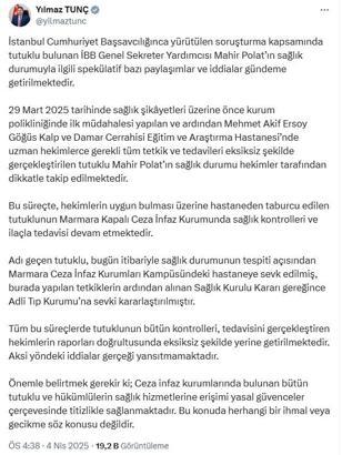 Bakan Tunç'tan 'Mahir Polat' açıklaması