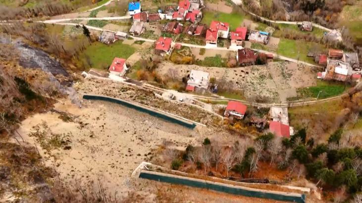 Kaya düşme tehdidine 'gabion duvar'lı kalkan