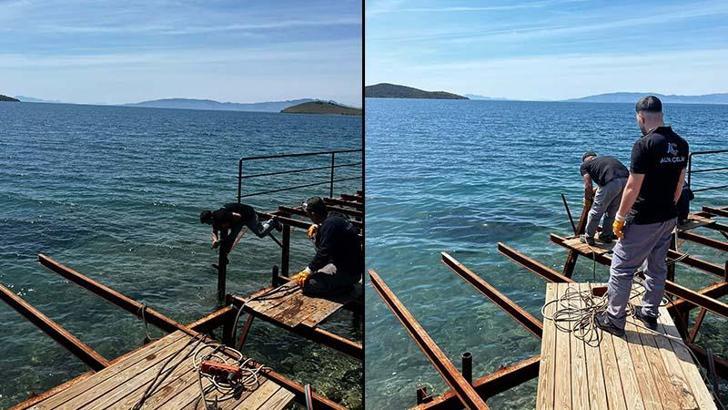 Bodrum'da sitenin kaçak iskelesi yıkıldı; 3 milyon TL ceza kesildi
