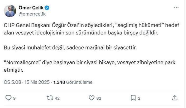 AK Parti'li Çelik: 'Normalleşme' diye başlayan hikaye, vesayet zihniyetine park etmiştir