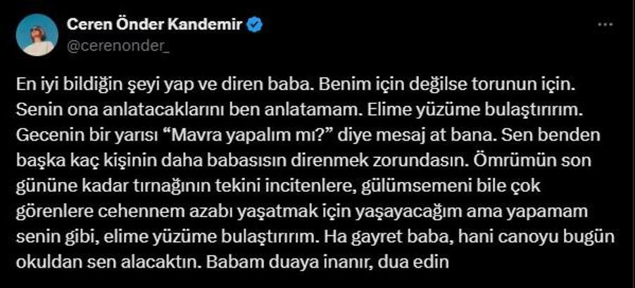 İstanbul- Sırrı Süreyya Önder'in kızından sosyal medya paylaşımı