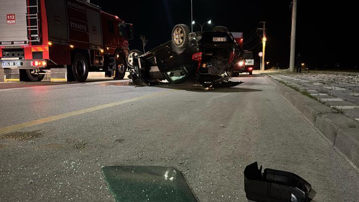 Takla atan otomobilde yangın çıktı: 1 yaralı