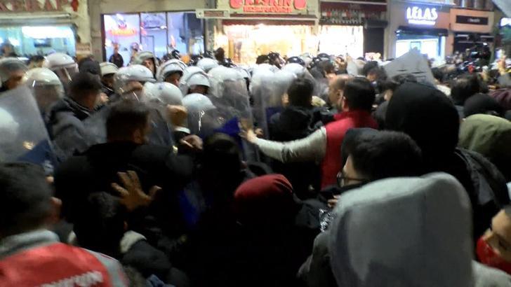 İstanbul - Beyoğlu'nda izinsiz Filistin'e destek gösterisinde arbede yaşandı