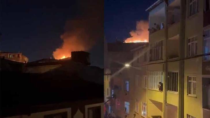 Esenler’de 4 katlı binanın çatısındaki yangın söndürüldü