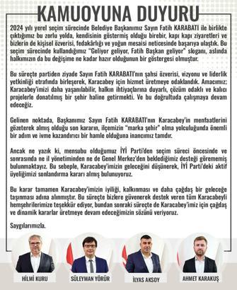 Karacabey Belediye Meclisi’ndeki İYİ Partili 4 üye partiden istifa etti