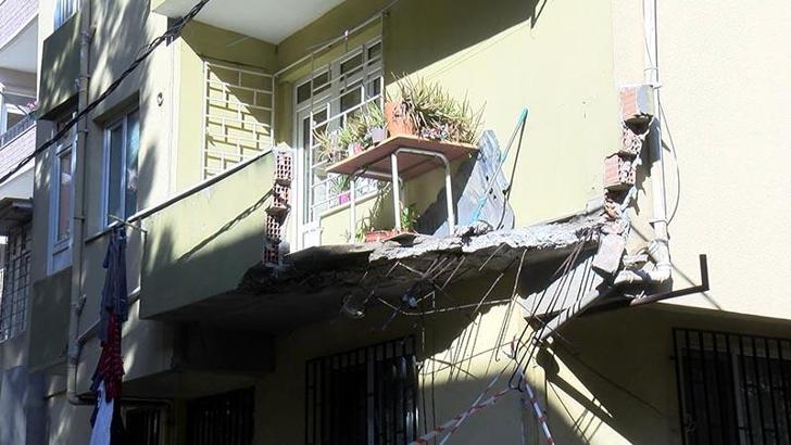 Pendik’te 5 katlı binanın 1'inci katında balkon çöktü