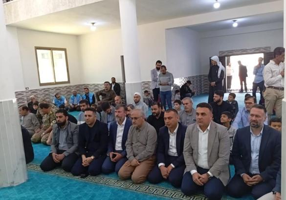 Afrin'de yapımı tamamlanan Hasan Ağa Camii ibadete açıldı