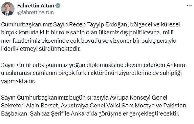 Altun: Cumhurbaşkanımız ülkemiz dış politikasına liderlik etmeyi sürdürmektedir