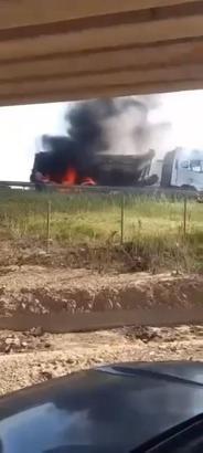 TEM'de seyir halindeki TIR'ın balatalarında yangın çıktı