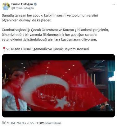 Emine Erdoğan'dan '23 Nisan Konseri' paylaşımı