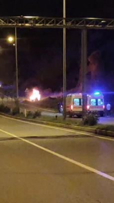 Seyir otomobil alev alev yandı