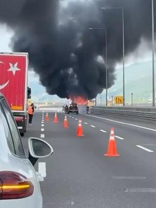 Bolu Dağı'nda yolcu otobüsü yandı