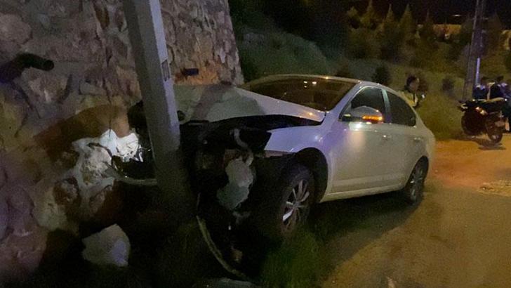 Elazığ'da otomobil aydınlatma direğine çarptı : 2 yaralı