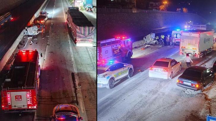 Hafif ticari araç, TIR'a arkadan çarptı: 1 ölü, 1 yaralı