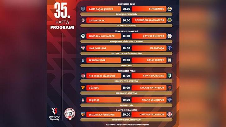 Süper Lig'de 35'inci hafta programı belli oldu