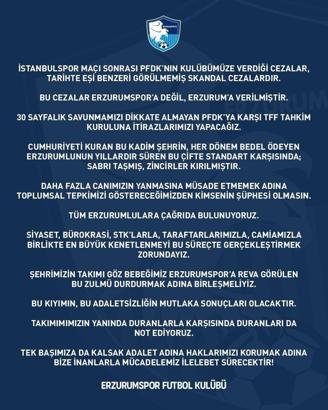 Erzurumspor‘a PFDK‘dan ceza yağdı, 30 sayfalık savunma hazırlandı
