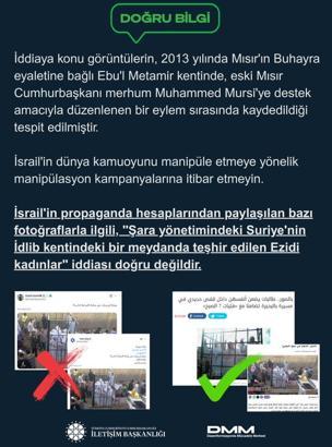 DMM: ‘İdlib kentindeki bir meydanda teşhir edilen Ezidi kadınlar’ iddiası doğru değildir