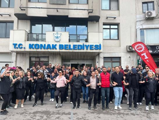 Konak Belediyesi işçilerinden toplu iş sözleşmesi eylemi
