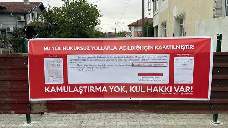 Arsa sahipleri, 25 yıl önce kamulaştırma yapılmadığını öne sürüp yolu kapattı