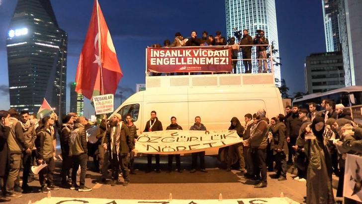 İstanbul- Gazze yardım gemisine gerçekleştirilen saldırı, İsrail Başkonsolosluğu önünde protesto edildi