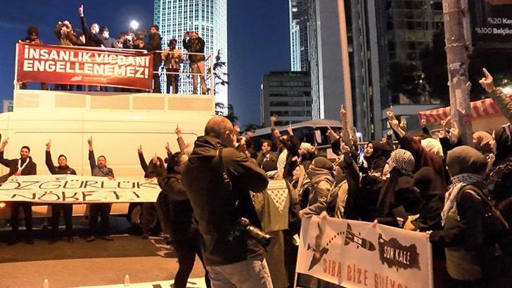 Gazze yardım gemisine gerçekleştirilen saldırı, İsrail Başkonsolosluğu önünde protesto edildi