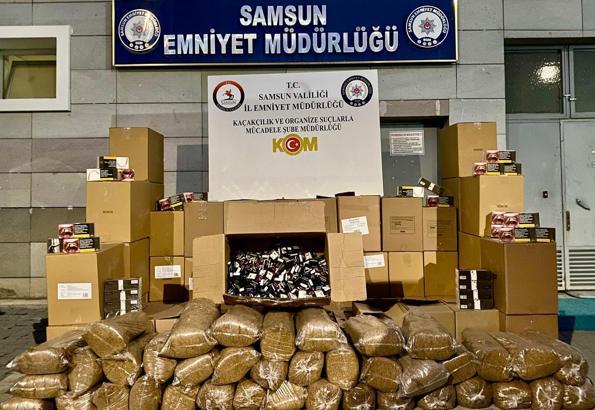 Samsun'da kaçak tütün operasyonu; 2 gözaltı