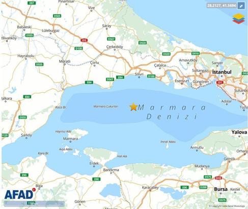 Marmara Denizi'nde 3.7 büyüklüğünde deprem