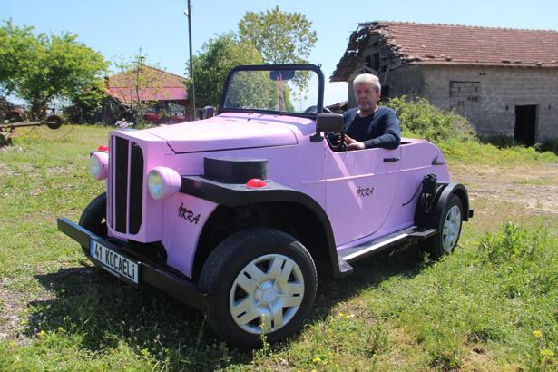 Çapa motoruyla nostaljik otomobil yaptı
