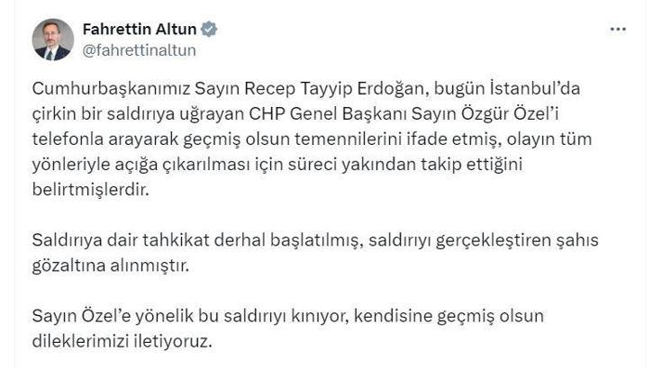 Cumhurbaşkanı Erdoğan'dan Özel'e 'geçmiş olsun' telefonu