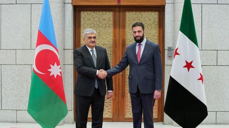 Suriye Cumhurbaşkanı Şara, Şam'da Azerbaycanlı üst düzey heyeti kabul etti