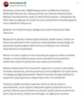 Bahçeli: Şiddetin her türlüsüne karşıyız