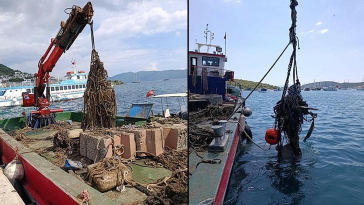 Bodrum'da deniz dibinden 130 ton katı atık çıktı