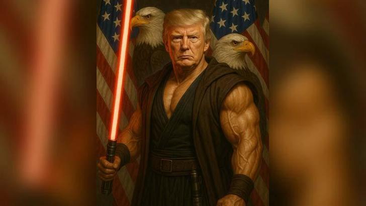 Trump, Beyaz Saray'ın sosyal medya paylaşımında yıldız savaşçısı olarak resmedildi