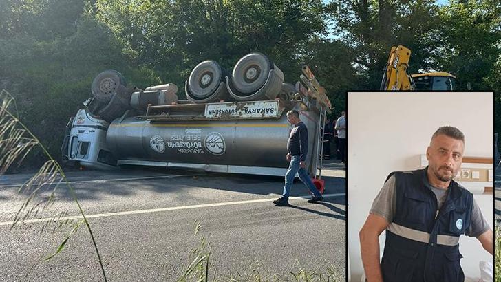 Devrilen tankerin altında kalan sürücü hayatını kaybetti