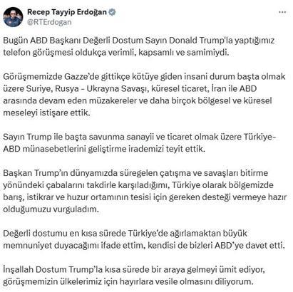 Cumhurbaşkanı Erdoğan, ABD Başkanı Trump ile telefon görüşmesi gerçekleştirdi (2)