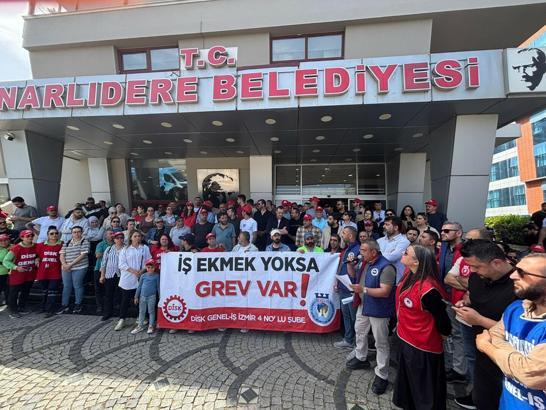 Narlıdere Belediyesi işçileri, grev başlattı