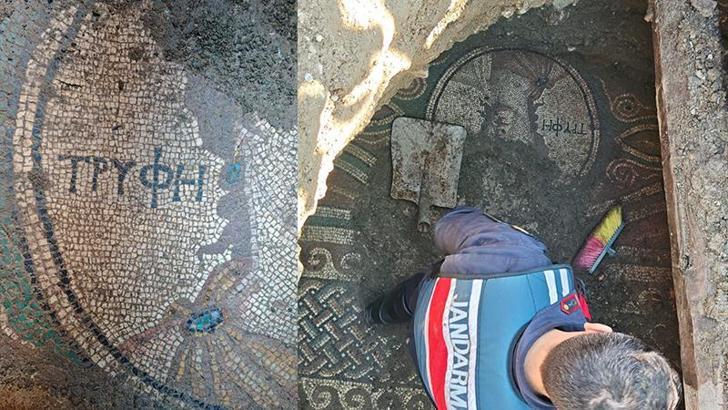 Tokat'ta izinsiz kazıda Antik Yunanca yazı olan mozaik bulundu; 2 tutuklama